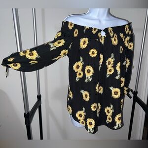 Off-Shoulder Sunflower Blouse